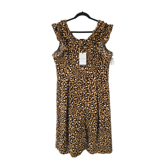 Who What Wear Dresses & Skirts - New Who Wear What Shirt Dress Women XXL Animal Print Ruffle Layered Colorful